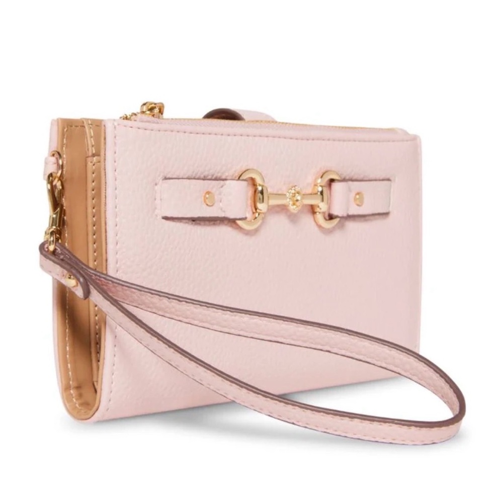 Anne Klein Blush Pink Wristlet Wallet with Gold Accents